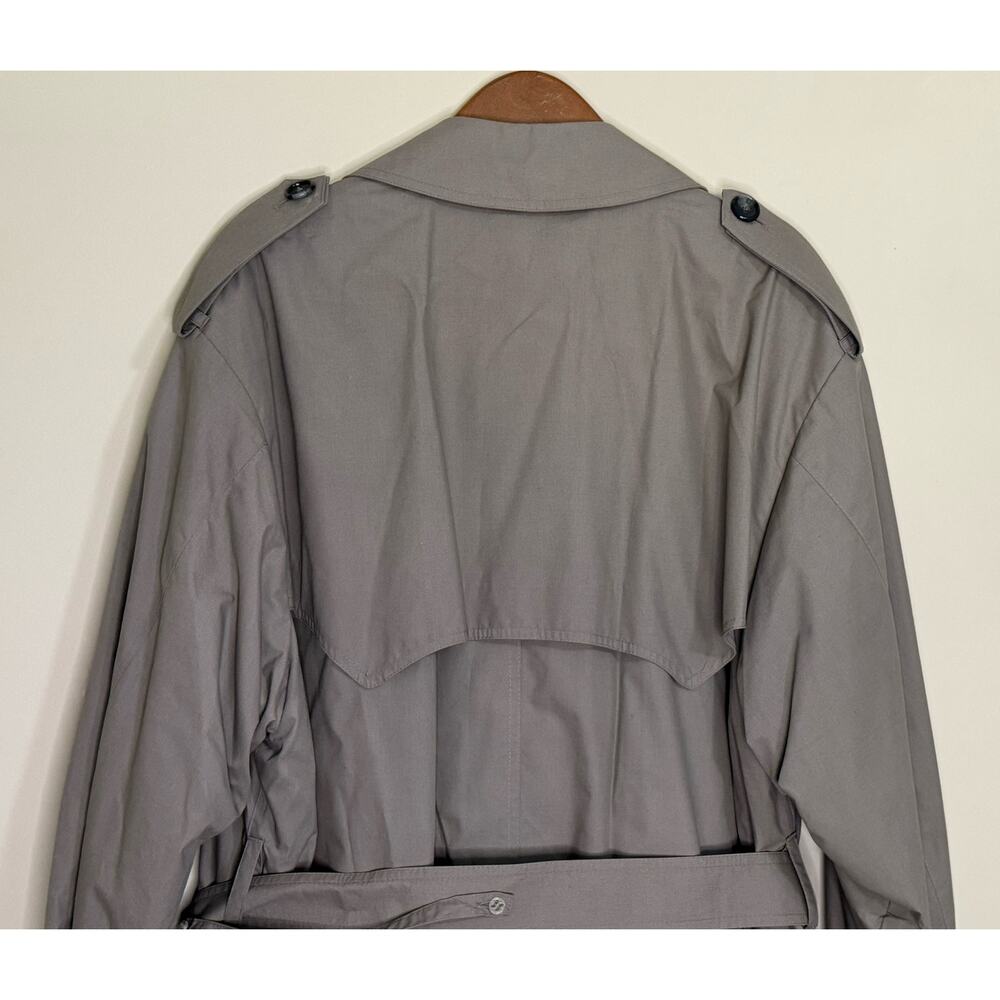 London Fog Double Breasted Trench Coat Men's Size 42 Short Belted Grayish-Tan - Picture 6 of 9